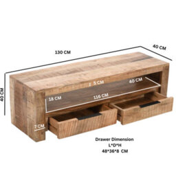 Wyld Haus London Mango Wood Tv Cabinet 2 Drawers, 1 Shelf, Compact - thumbnail 3