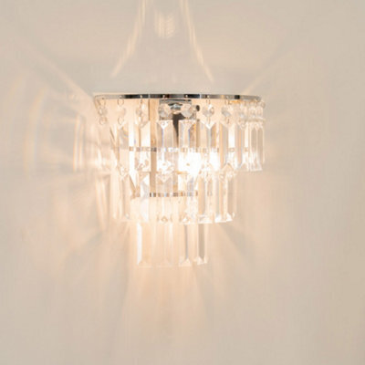 Valuelights Kelsks Pair Of Chrome And Clear Droplet Wall Lights - image 1