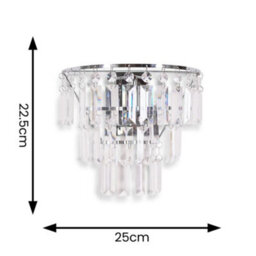 Valuelights Kelsks Pair Of Chrome And Clear Droplet Wall Lights - thumbnail 9