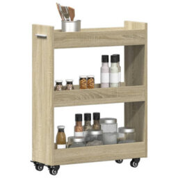Walplus Cabinet With Wheels Sonoma Oak 60X22X79 Cm Engineered Wood - thumbnail 4