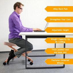 Kneeling Chair Adjustable Height & Angle Ergonomic Stool W/ Padded Seat - thumbnail 5