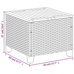 Berkfield Garden Table Black 45X45X37 Cm Poly Rattan Acacia Wood - thumbnail 9