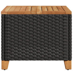 Berkfield Garden Table Black 45X45X37 Cm Poly Rattan Acacia Wood - thumbnail 6