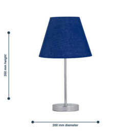 First Choice Lighting Chrome Stick Table Lamp With Navy Blue Fabric Shade - thumbnail 4