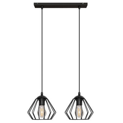 Luminosa Lighting Luminosa Agat Straight Bar Pendant Ceiling Light Black 40Cm