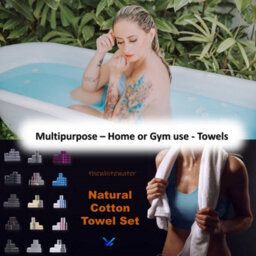 TheWhiteWater Limited 8 Pieces Towel Set With 4 Face Towel 2 Hand Towels And 2 Bath 100% Pure Natural Cotton Bale Set Of Towels - White (Blue La Border) - thumbnail 7