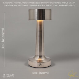 Happy Homewares Petite Brushed Nickel Rechargeable Battery Touch Dimmable Table Lamp - thumbnail 7