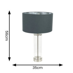 Valuelights Balan Glass With Chrome Table Lamp And Charcoal With Metallic Chrome Inner Lamp Shade And Led Bulb - thumbnail 4