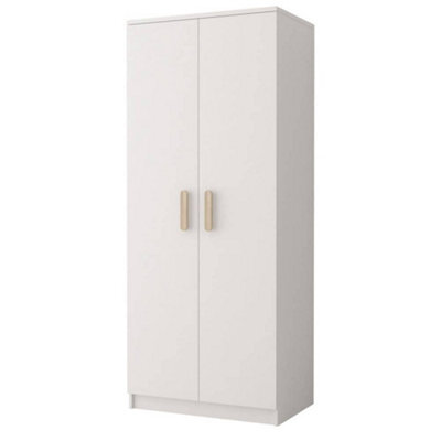 Arte Smyk 06 White Matt Hinged Wardrobe W800mm H1930mm D500mm With Elegant Oak Sonoma Handles - image 1