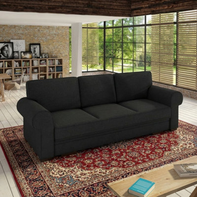 Bukiet Sofa Bed For Living Room With Sleeping Function Storage Compartment Wood Frame 256X103X95Cm 147X200Cm Black - image 1
