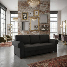 Bukiet Sofa Bed For Living Room With Sleeping Function Storage Compartment Wood Frame 256X103X95Cm 147X200Cm Black - thumbnail 3
