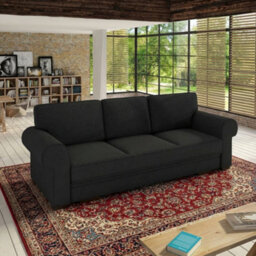 Bukiet Sofa Bed For Living Room With Sleeping Function Storage Compartment Wood Frame 256X103X95Cm 147X200Cm Black - thumbnail 1