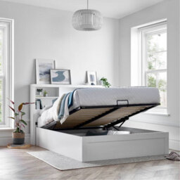 Bedmaster Arizona White Wooden Bookcase Ottoman Storage Bed Double - thumbnail 2
