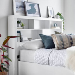 Bedmaster Arizona White Wooden Bookcase Ottoman Storage Bed Double - thumbnail 7