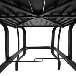 Thehotsale 150Cm L Garden Metal Slatted Coffee Table With Four Foldable Chairs Rectangle Table In Black - thumbnail 5