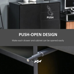 Black High Gloss Sideboard 79Cm Push-Open 2 Drawers Cabinet - thumbnail 5