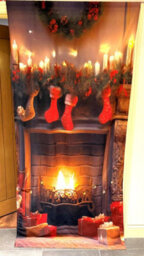 "Luxury Living Christmas Fireplace 40"" X 84"" Led Slot Top Decorative Door Curtain" - thumbnail 1