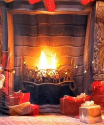 "Luxury Living Christmas Fireplace 40"" X 84"" Led Slot Top Decorative Door Curtain" - thumbnail 2