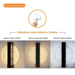 3-Light Colour Adjustabe 12W Led Wall Lamp Modern Wall Light Bedroom Indoor - thumbnail 3