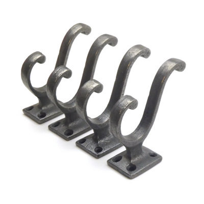 Oakcrafts - Antique Cast Iron Small Hall-Stand Coat Hook  - Pack Of 4 Hooks - image 1