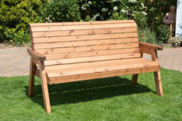 Charles Taylor Trading Charles Taylor Wooden Garden 3 Seater Bench Seat Armchair & Grey Cushion & Cover - thumbnail 3