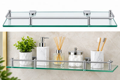 40Cm 6mm Tempered Glass Wall Mounted Bathroom Shelf - image 1