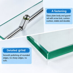 40Cm 6mm Tempered Glass Wall Mounted Bathroom Shelf - thumbnail 3