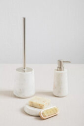 Orsina  Off White Marble & Stainless Steel Toilet Brush, Lavatory Brushes With Strong Grip, Compact Loo Brush - thumbnail 4
