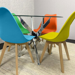 Kosy Koala Round Glass Dining Table Set With 4 Mix Plastic Chairs Dining Room Furniture - thumbnail 4