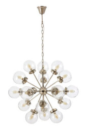 Orsina 18 Light Silver Ceiling Pendant, Abstract Burst Design Statement Light, Glass Globe Ceiling Light - thumbnail 1