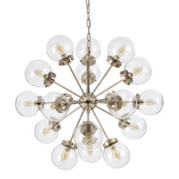 Orsina 18 Light Silver Ceiling Pendant, Abstract Burst Design Statement Light, Glass Globe Ceiling Light - thumbnail 4