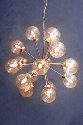 Orsina 18 Light Silver Ceiling Pendant, Abstract Burst Design Statement Light, Glass Globe Ceiling Light - thumbnail 3