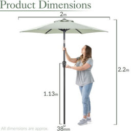 Christow 2M Crank And Tilt Parasol With Uv Protection - thumbnail 7