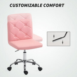 Homcom Modern Vanity Computer Desk Chair With Rolling Wheels, Pink - thumbnail 6