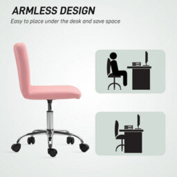 Homcom Modern Vanity Computer Desk Chair With Rolling Wheels, Pink - thumbnail 5
