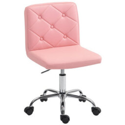 Homcom Modern Vanity Computer Desk Chair With Rolling Wheels, Pink - thumbnail 2