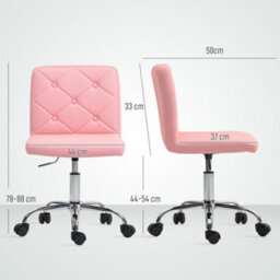 Homcom Modern Vanity Computer Desk Chair With Rolling Wheels, Pink - thumbnail 3
