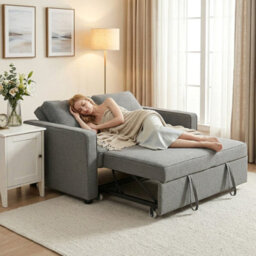 Foxden Grey Double Sofa Bed Click Clack Pull Out Adjustable Backrest 2 Seater Fold - thumbnail 8