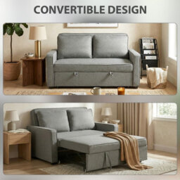Foxden Grey Double Sofa Bed Click Clack Pull Out Adjustable Backrest 2 Seater Fold - thumbnail 4