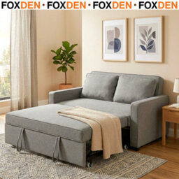 Foxden Grey Double Sofa Bed Click Clack Pull Out Adjustable Backrest 2 Seater Fold - thumbnail 1