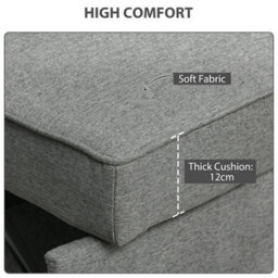 Foxden Grey Double Sofa Bed Click Clack Pull Out Adjustable Backrest 2 Seater Fold - thumbnail 6