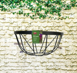 Amabassador Garden Wall Trough Planter 16 Inch Wrought Iron Wall Mounted Black Flower Basket - thumbnail 6