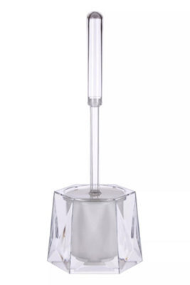 Orsina Clear Acrylic Toilet Brush Holder, Long Handle Toilet Brush With Bristles, Modern Geometric Brush Holder - image 1