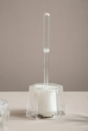 Orsina Clear Acrylic Toilet Brush Holder, Long Handle Toilet Brush With Bristles, Modern Geometric Brush Holder - thumbnail 3