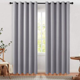 Living And Home 168Cmw Grey Grommet Top Polyester 100% High Precision Blackout Curtain Set (Only Curtain) - thumbnail 2