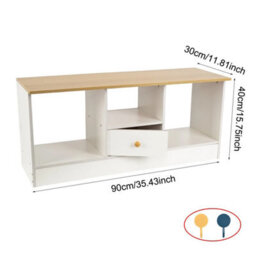 Modern 90Cm White & Oak Effect Tv Stand With Storage Drawer & Shelves For Living Room - thumbnail 2