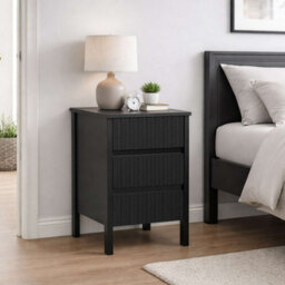 Birlea Axis 3 Drawer Fluted Bedside Cabinet Chest Table Black