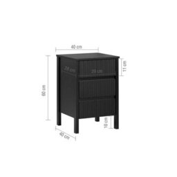 Birlea Axis 3 Drawer Fluted Bedside Cabinet Chest Table Black - thumbnail 4