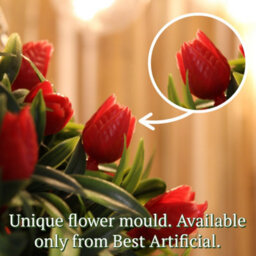 Pair Of Best Artificial 38Cm Red Lush Tulip Hanging Basket Flower Topiary Ball - Weather & Fade Resistant - thumbnail 4