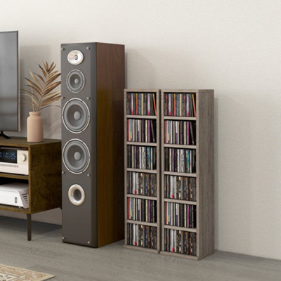 Homcom Set Of 2 Cd Storage Units With Adjustable Shelves Mocha Wood - image 1